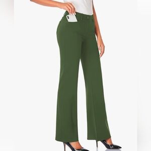 Elegant Olive Bootcut Dress Pants